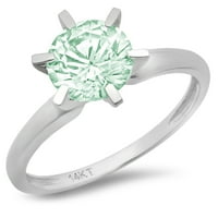 CT sjajan okrugli rez simulirani zeleni dijamant 14k bijeli zlatni pasijans prsten sz 4.5