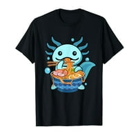 Kawaii Axolotl Ramen Japanski anime kratki rukav Crna majica