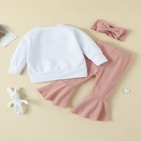 Xkwyshop Toddler Baby Girls Outfits Outfits Letvice Lets Ribded Bell-dno Flarne hlače sa trakom za glavu bijeli