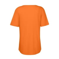 LeylayRay Ženske vrhove ženska modna ljetna majica sa čvrstim bojama prekrižena V-izrez kratkih rukava s kratkim rukavima narandžasti xl