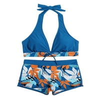 Dame plivaju bikini setovi Dvije kupaće kostimice kupaći kostim žene gurajuće plažu na plaži Plaža Plivanje Plava L