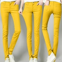 Xiuh Hlače visokog struka za žene Jean Classic Solid Boja glenarke Ležerne prilike redovne ravne duge pantalone