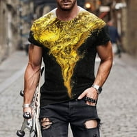 3D pivo digitalna košulja za muškarce Moderna fit kratki rukav Ležerni sportovi Okrugli vrat Majica New Fashion Prozračiva gornja bluza žuta m
