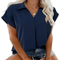 Sanviglor Dame The Tee Solid Color Majica V izrez T Majica Gravni majice Dnevna odjeća Tunika Bluza