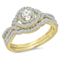 DazzlingRock kolekcija 0. Carat 14k bijeli dijamantski ženski mladenci HALO angažman prsten CT, žuto zlato, veličine 8