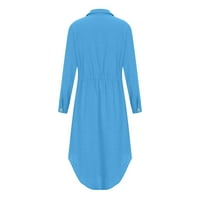 Gaecuw ženska posteljina haljina navratni vrat poluljeve rukav plus veličina haljina teleća dugačke