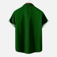 Cacomomrkark Pi Muški vrhovi kratkih rukava za čišćenje muškaraca Ležerne tipke St. Patrick's Day Print sa džepom bluza za bluzu košulje