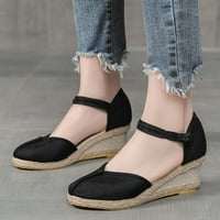 Caicj ženske cipele Ženske sandale Ravne sandale za žene Bohemia elastična t-remena Dressy Summer Flip Flop cipele, crna