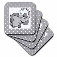 Predivan baby slon na isprekidanim sivim i bijelim setom podmetača - meka CST-37284-2