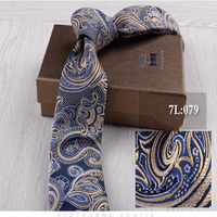 Muške klasične provjere Light Blue Jacquard tkani svilene kravate + poklon Boxmen Classic Provjeri svijetlo