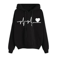 KPOPLK Ženske dukseve Duksevi Ženske hoodie Duks prevelizirani duksevi s kapuljačom s džepovima Black,