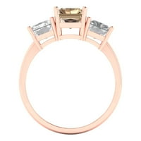 4. CT Sjajni smaragdni Clear Simulirani dijamant 18K ružičasto zlato Tromjenski prsten s 3,5 kamenog