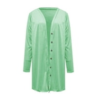 Lroplie Cardigan džemperi za žene dugim gumb čvrste casual dugih rukava s majicama Ženska majica zelena xxxxl