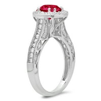 2.7ct okrugli rez crveni simulirani ruby ​​18k bijeli zlatni godišnjica Angažovanje halo prstena veličine