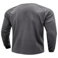 Gomelly muns bluza s dugim rukavima s rebrastim ljetnim vrhovima muškarci casual sport pulover posade izrez Basic Tee Sivi XL