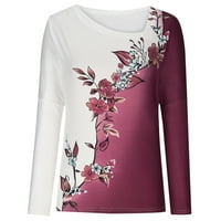 Bluze za žene Dressy Ležerne modne žene Ležerne prilike za tisak V-izrez dugih rukava labav cvijeće majica bluza