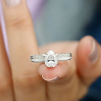 Prsten u obliku kruške u obliku kruške, pleteni ugravirani zaručni prsten, 14k bijelo zlato, SAD 10.50
