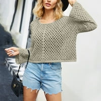 Dyegold ženski pad modni džemperi s dugim rukavima vrhovi V izrez casual prevelizirani pleteni džemper
